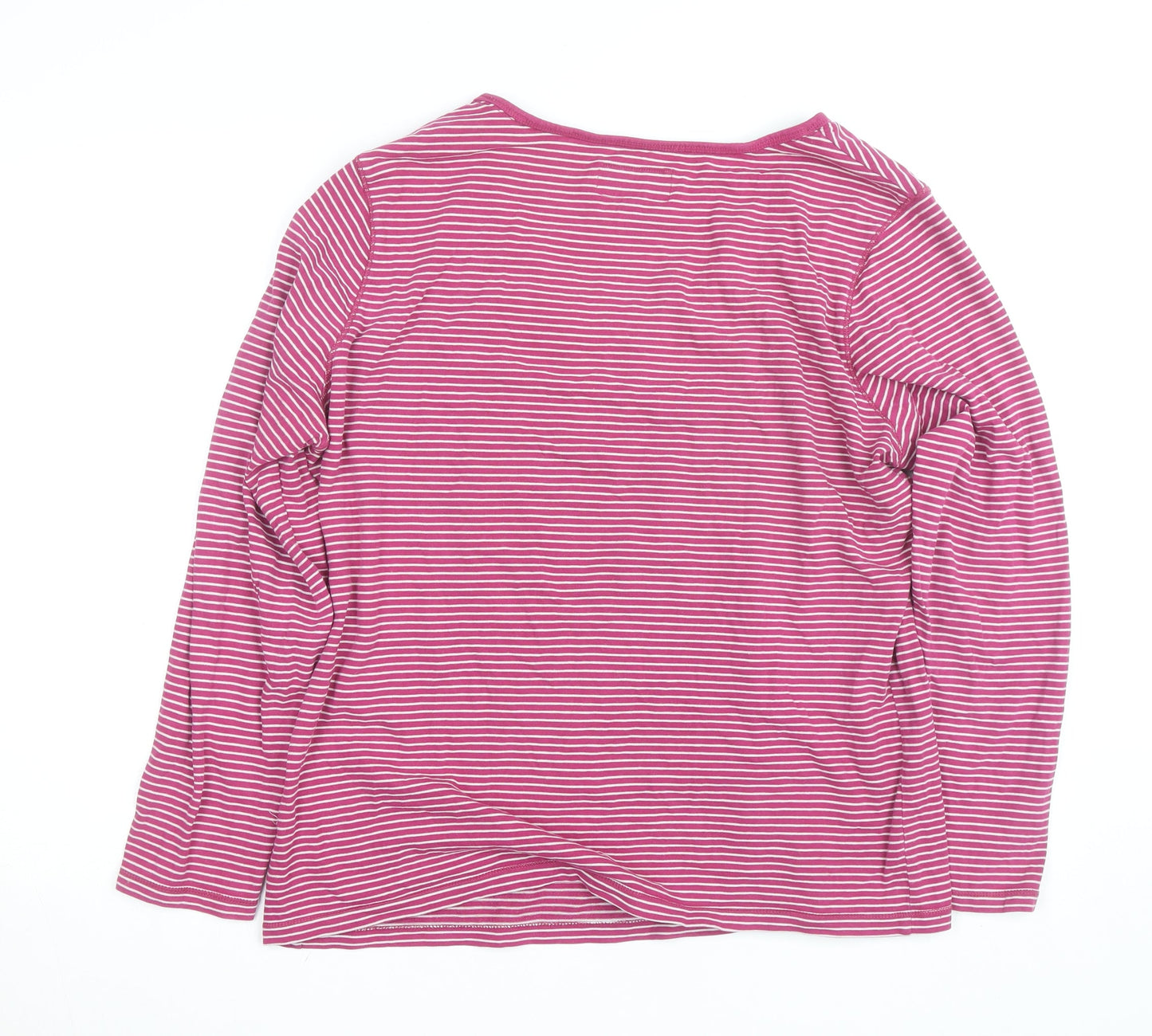 Maine New England Women’s Pink Striped Long Sleeve Cotton T-Shirt UK 18