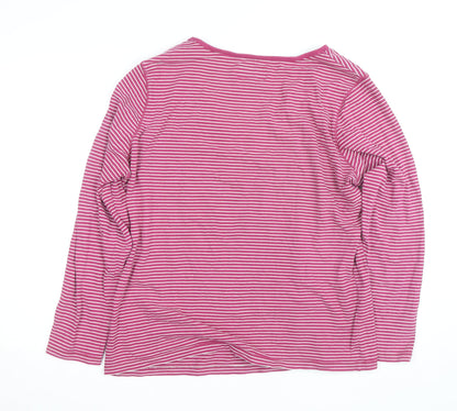 Maine New England Women’s Pink Striped Long Sleeve Cotton T-Shirt UK 18