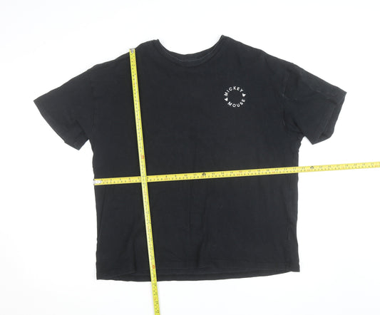 Disney Teens Black Mickey Mouse Graphic Cotton T-Shirt L