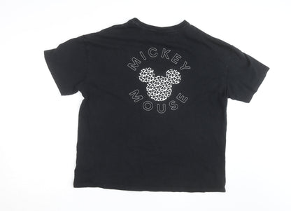 Disney Teens Black Mickey Mouse Graphic Cotton T-Shirt L