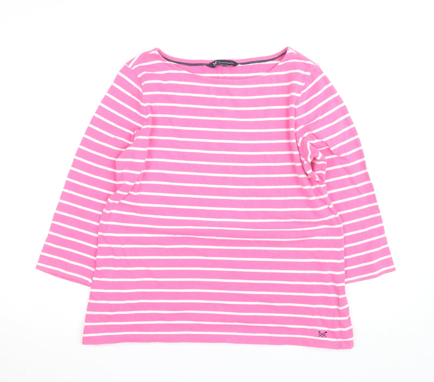 Crew Clothing Company Women’s Pink Striped Cotton 3/4 Sleeve Top Size 14