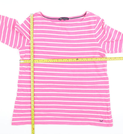 Crew Clothing Company Women’s Pink Striped Cotton 3/4 Sleeve Top Size 14