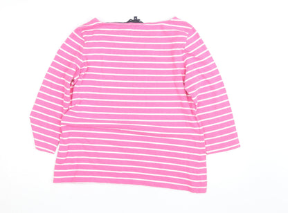 Crew Clothing Company Women’s Pink Striped Cotton 3/4 Sleeve Top Size 14