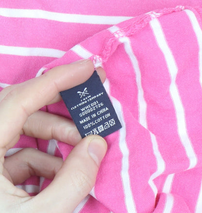 Crew Clothing Company Women’s Pink Striped Cotton 3/4 Sleeve Top Size 14
