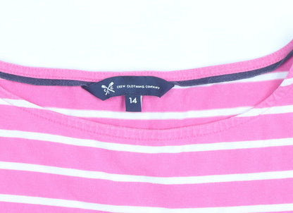Crew Clothing Company Women’s Pink Striped Cotton 3/4 Sleeve Top Size 14