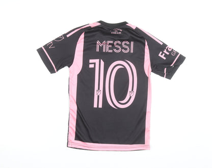 Adidas Boys Black Pink Inter Miami Messi #10 Football Jersey 12 Years