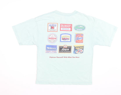 MOUSSY Men's Blue Graphic Print Cotton T-Shirt Size M