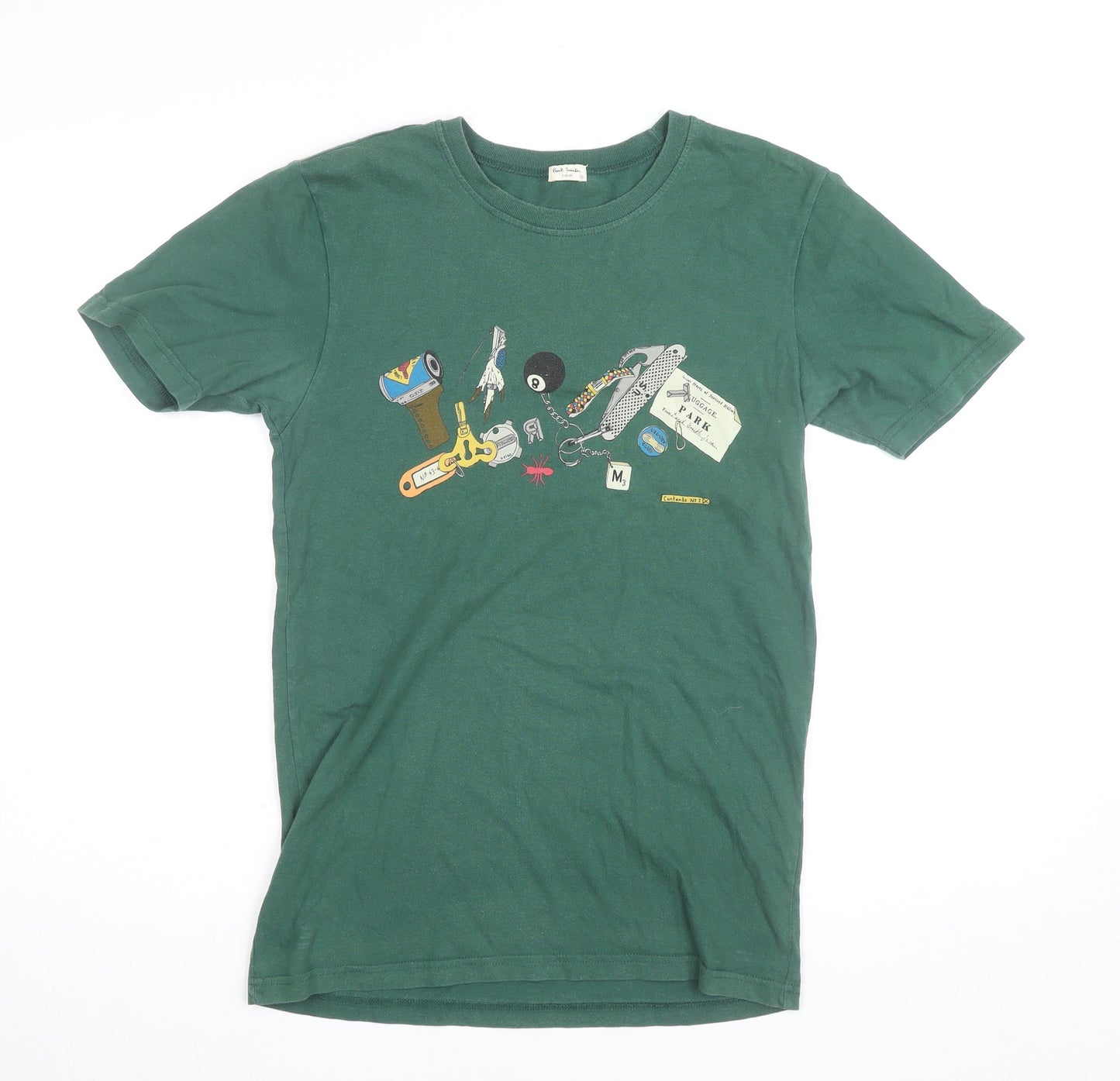 Paul Smith Men's Green Graphic Cotton T-Shirt Small