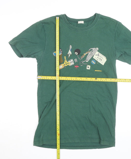 Paul Smith Men's Green Graphic Cotton T-Shirt Small