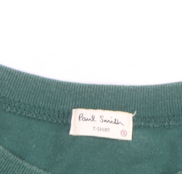 Paul Smith Men's Green Graphic Cotton T-Shirt Small