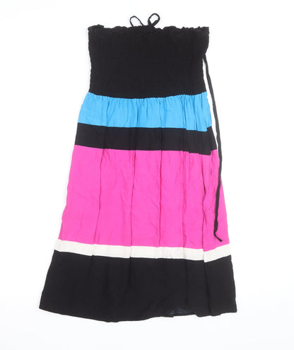 Marks and Spencer Women Multicoloured S Strapless Colourblock Dress