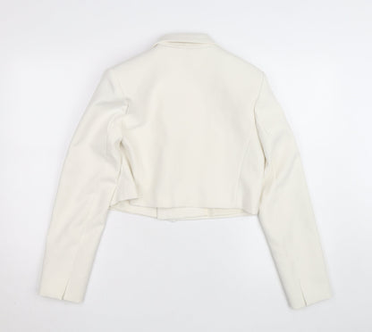 Zara Women Ivory Cropped Slim Fit Blazer Size 8