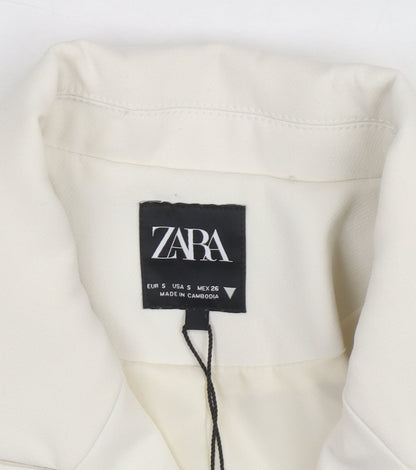 Zara Women Ivory Cropped Slim Fit Blazer Size 8