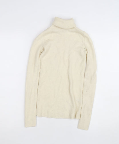 Uniqlo Womens Ivory Wool Roll Neck Jumper Size S Slim Fit