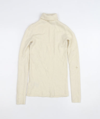 Uniqlo Womens Ivory Wool Roll Neck Jumper Size S Slim Fit