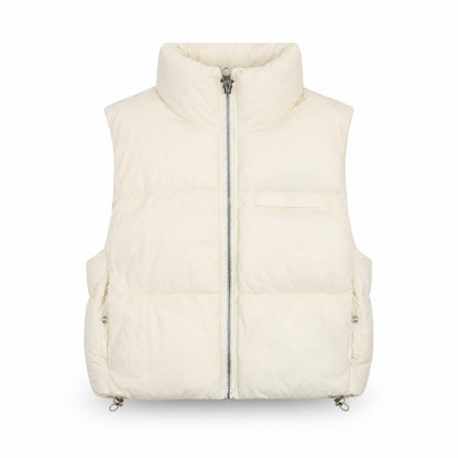 Pull&Bear Women’s Ivory XS Puffer Waistcoat with Zip Detail
