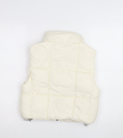 Pull & Bear Women’s Ivory XS Puffer Waistcoat with Zip Detail