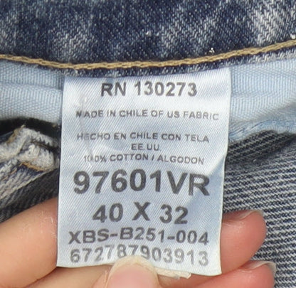 Wrangler Men's Blue 40x32 Straight Fit Denim Jeans