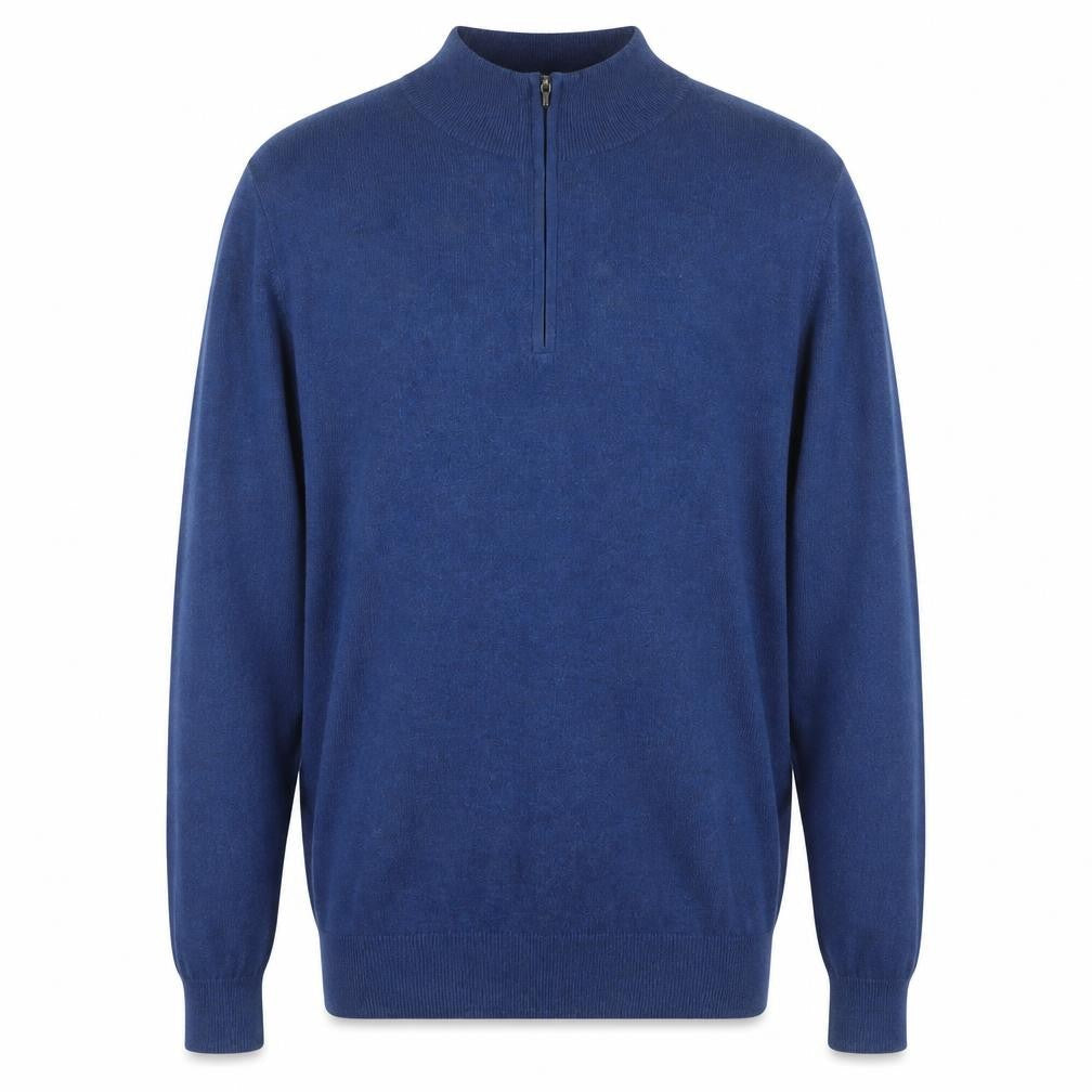 L.L. Bean Men's Blue Cotton Cashmere 1/4 Zip Jumper L Tall