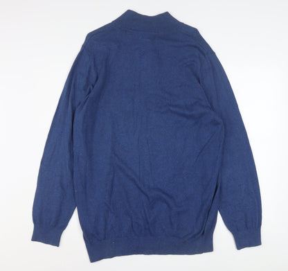 L.L. Bean Men's Blue Cotton Cashmere 1/4 Zip Jumper L Tall