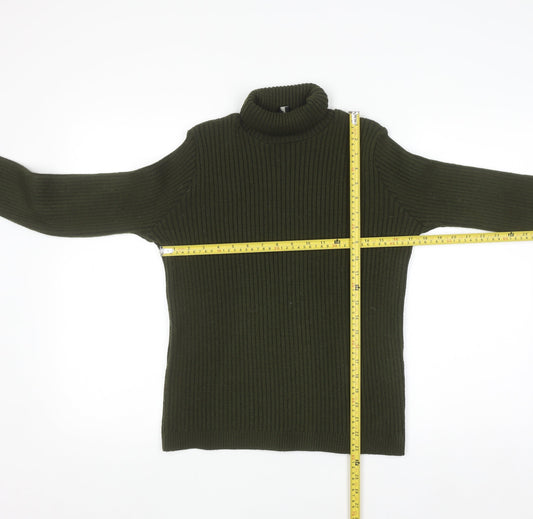 ASOS Women Green Roll Neck Ribbed Knit Long Sleeve Jumper Size 10