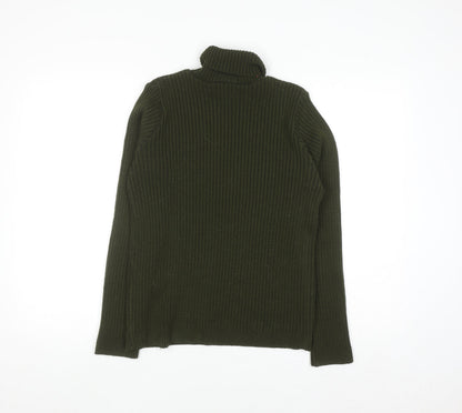 ASOS Women Green Roll Neck Ribbed Knit Long Sleeve Jumper Size 10