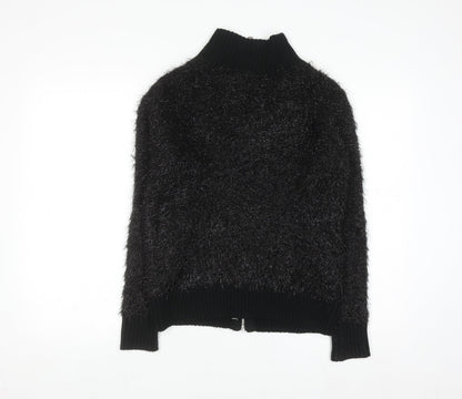 Oliver Bonas Womens Black Full Zip High Neck Jumper Size 6