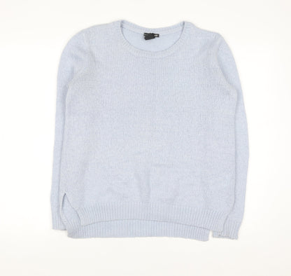 H&M Women Blue Pullover Knit Crew Neck Jumper Size S