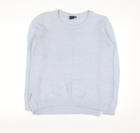 H&M Women Blue Pullover Knit Crew Neck Jumper Size S