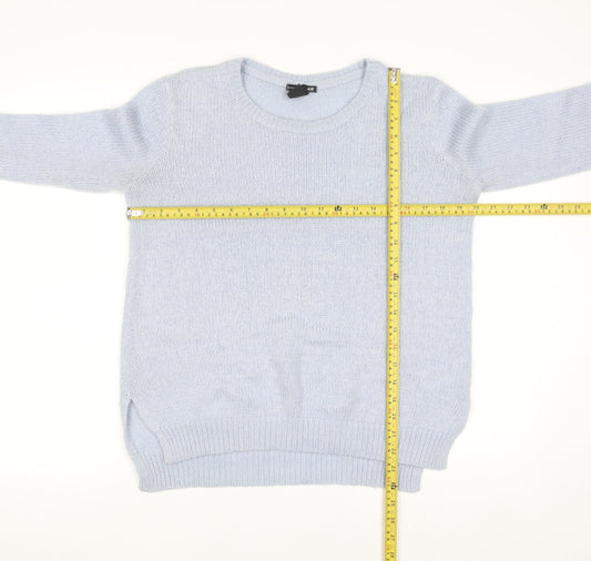 H&M Women Blue Pullover Knit Crew Neck Jumper Size S