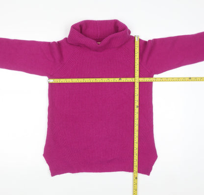 Jigsaw Junior Girls Pink Lambswool Roll Neck Jumper Sweater 12-13 Years