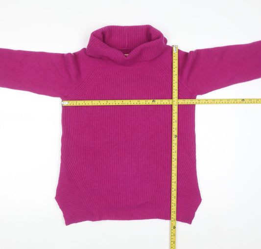 Jigsaw Junior Girls Pink Lambswool Roll Neck Jumper Sweater 12-13 Years