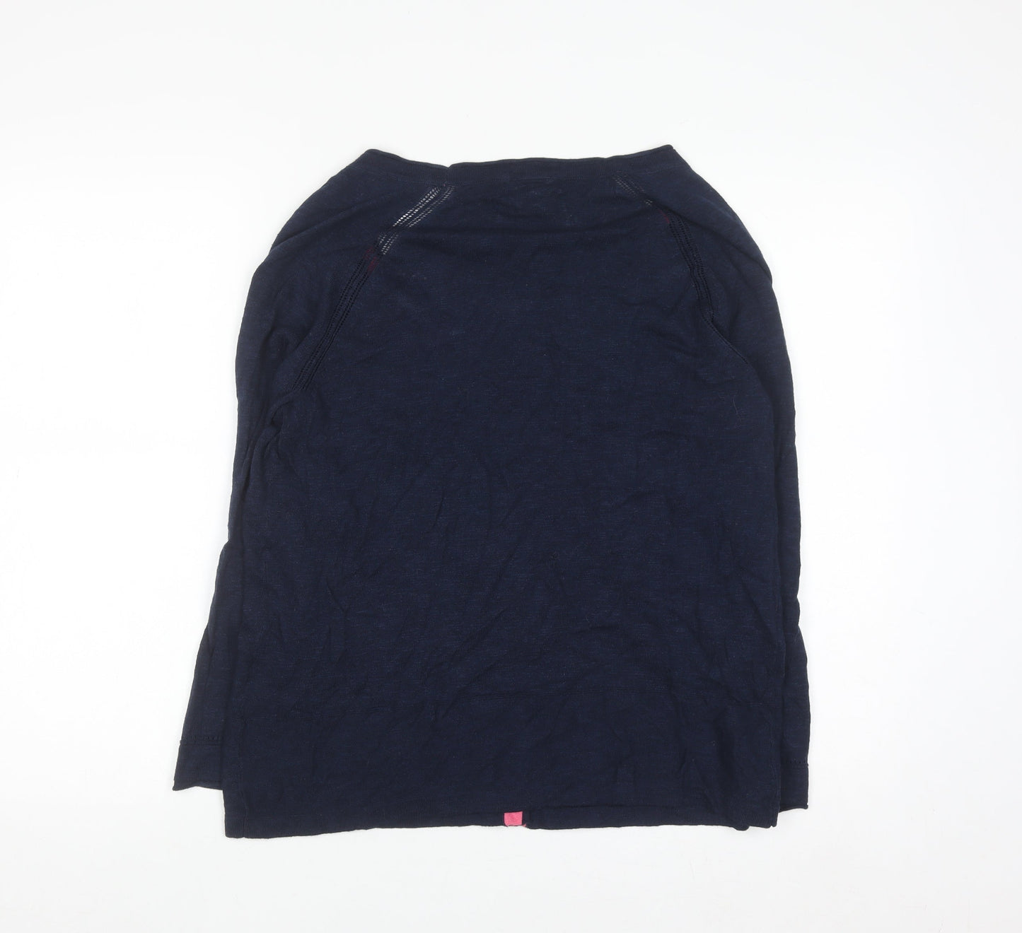 White Stuff Women's Navy Blue Linen Cotton V-Neck Cardigan UK 14