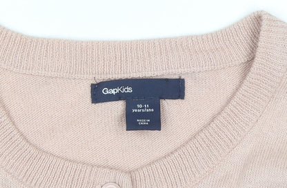 Gap Kids Girls Beige Cotton Button-Up Cardigan 10-11 Years