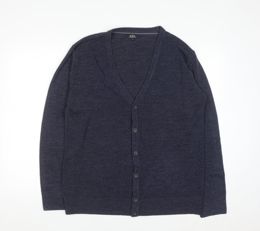 Easy Men's Blue Acrylic V-Neck Cardigan Jumper Size L