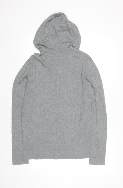 Jaeger Men's Grey Full Zip Cotton Hoodie M Regular Fit
