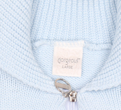 Gorgeous Women Light Blue Full Zip Knit Cardigan Size L