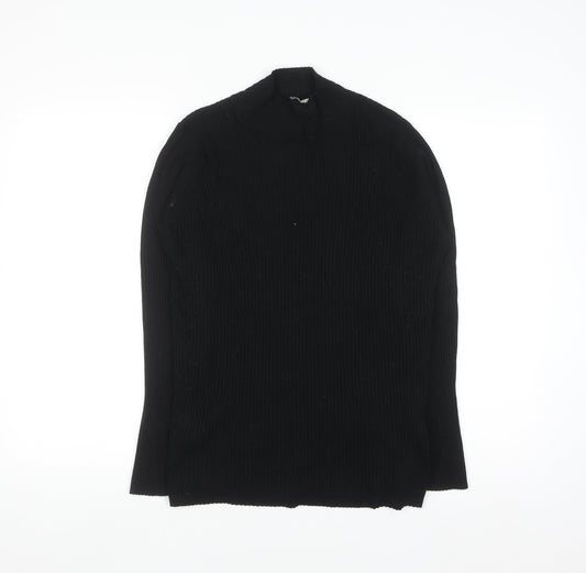 Anthology Womens Black Mock Neck Ribbed Knit Pullover Jumper Size 20