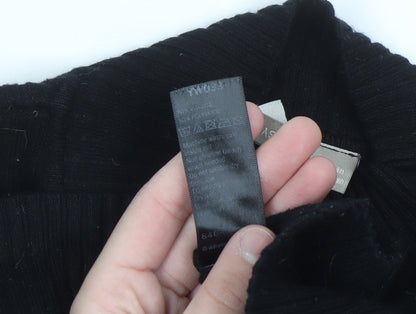 Anthology Womens Black Mock Neck Ribbed Knit Pullover Jumper Size 20
