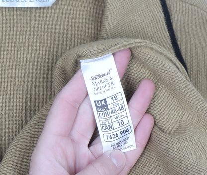 Marks and Spencer Women’s Beige Collared Long Sleeve Acrylic Jumper Size 18