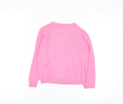 Primark Girls Pink Cardigan 4-5 Years Acrylic Cotton Blend Button Up