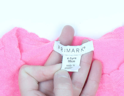Primark Girls Pink Cardigan 4-5 Years Acrylic Cotton Blend Button Up