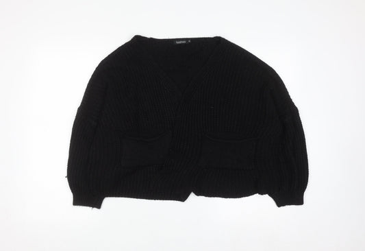 Boohoo Women's Black M Chunky Knit V-Neck Cardigan
