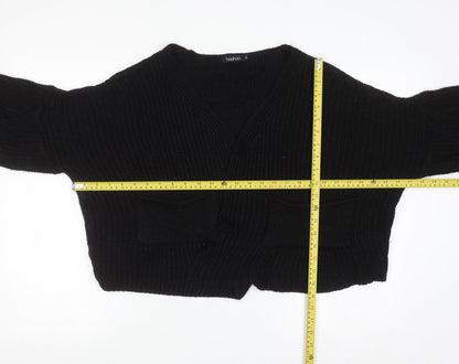 Boohoo Women's Black M Chunky Knit V-Neck Cardigan