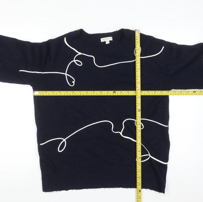 Monsoon Women Blue Medium Pullover Jumper Acrylic Knit Crew Neck