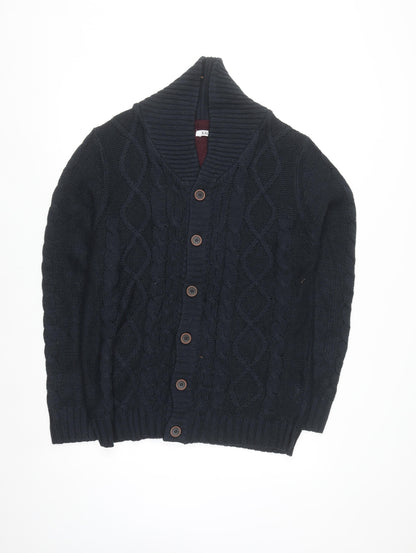 Xact Men's Blue Cable Knit Shawl Collar Cardigan XL