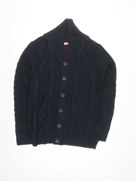 Xact Men's Blue Cable Knit Shawl Collar Cardigan XL