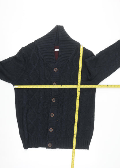 Xact Men's Blue Cable Knit Shawl Collar Cardigan XL