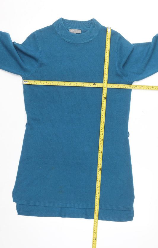 First Avenue Women’s Blue Mock Neck Long Sleeve Tunic Jumper Size S