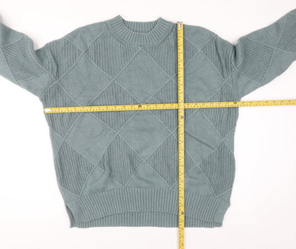 Marks and Spencer Men's Green Argyle Knit Wool Blend Jumper L
